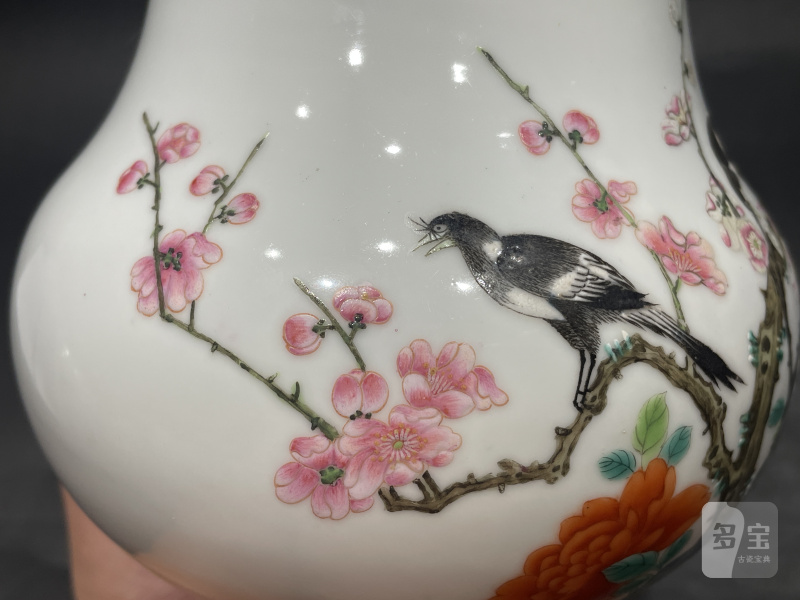 清道光 粉彩喜上眉梢纹鱼篓尊 - 图6